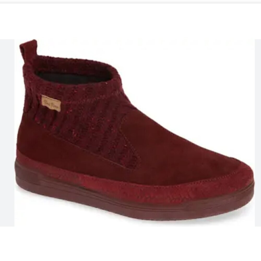 Toni Pons Gigi Booties Burgundy Suede Knit‎ Cuff Sundance 40, US 9 - 9.5 New